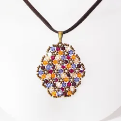 Pendant 45cm - Malvina Oval-Chocolate Suedine - Pendant 45cm - Laiton bronze